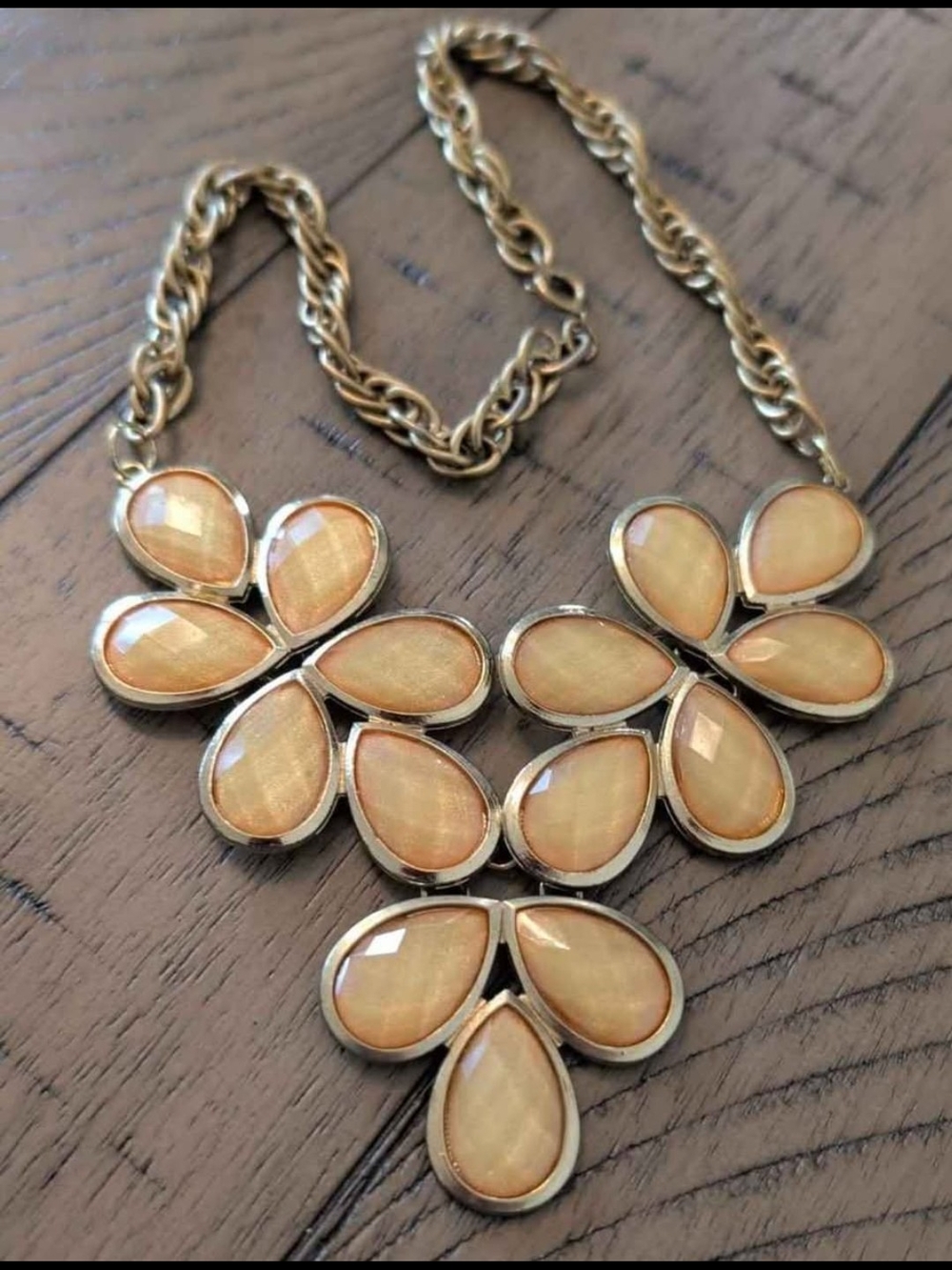 2 For $20.00- Gold-Tone Cream Petal Statement Necklace